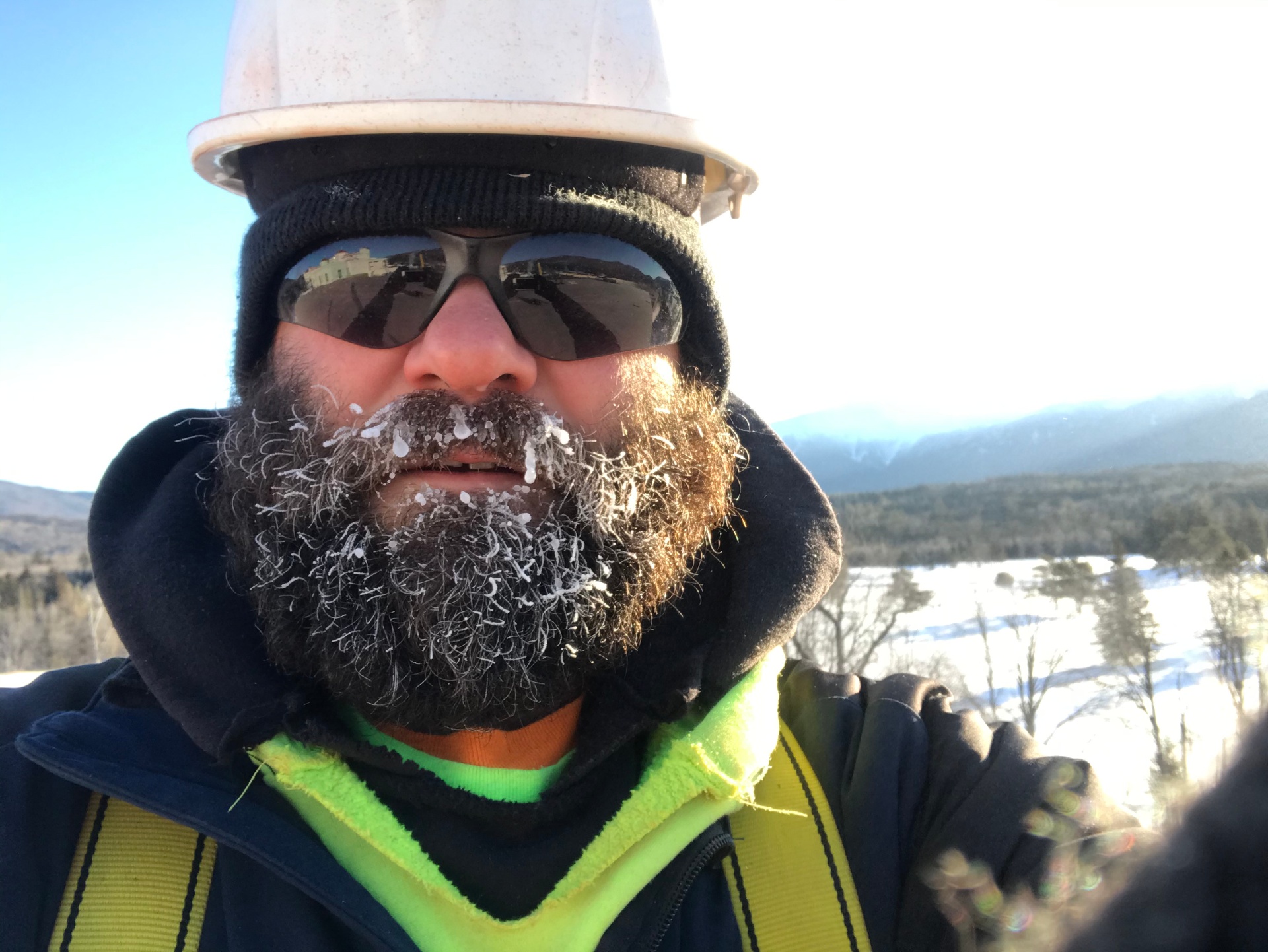 Kyle West on a winter jobsite at Mount Washington